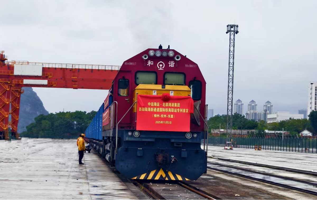 西部陆海新通道“柳州-钦州-东盟”铁海联运专列首发
